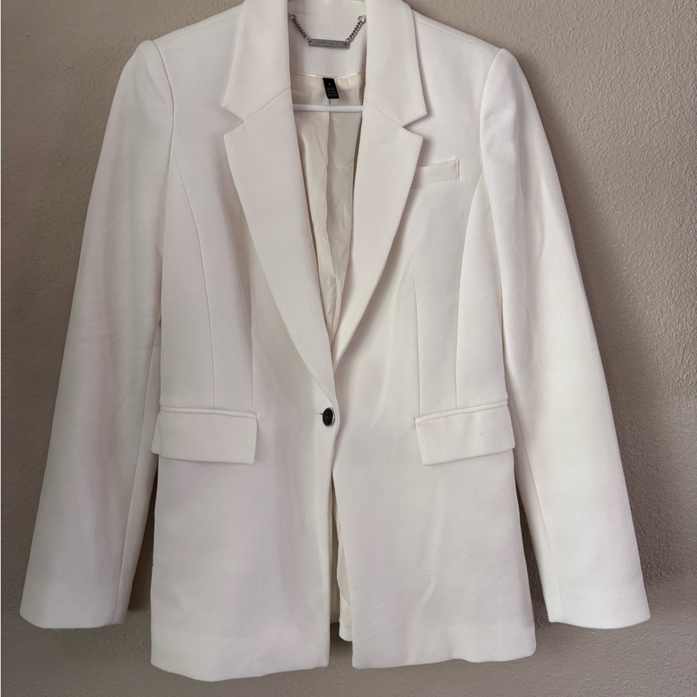 White House Black Market Cream Single-Button Tailored Blazer